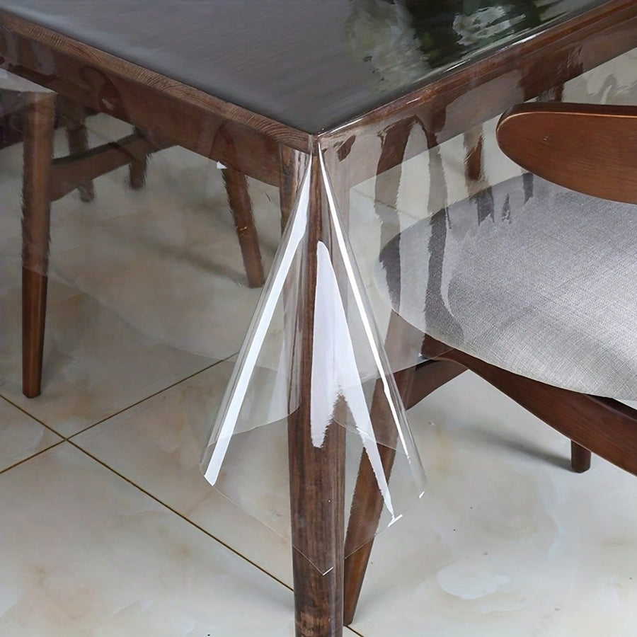 1pc Transparent Pvc Plastic Tablecloth With Straight Edges, Oil-Proof Wipeable Cleaning Table Cover For Tabletop Protection During Dining, Parties, Camping And As Home Kitchen Decor, Cut-To-Fit Tablecloth