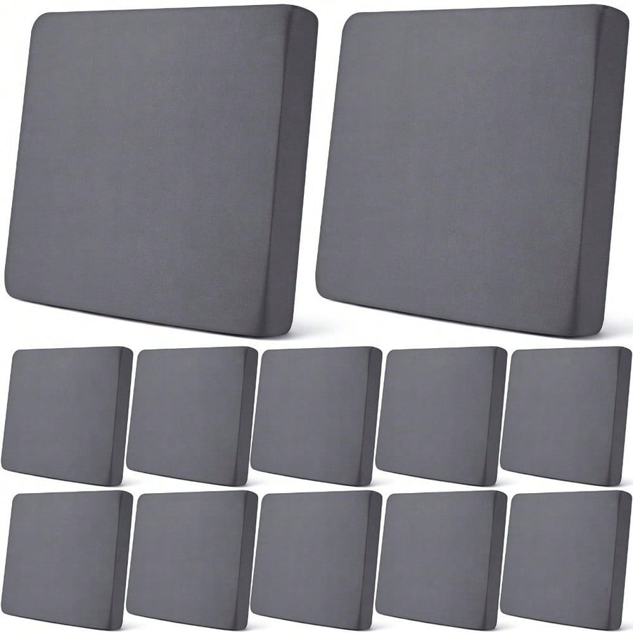 2/4/6/8Pcs Dark Gray Patio Cushion Covers, Simple Solid Stretch Polyester Square Individual Washable Anti-Scratch Furniture Protector Couch Sofa Cushion Slipcovers For Indoor Outdoor Garden Backyard All Seasons